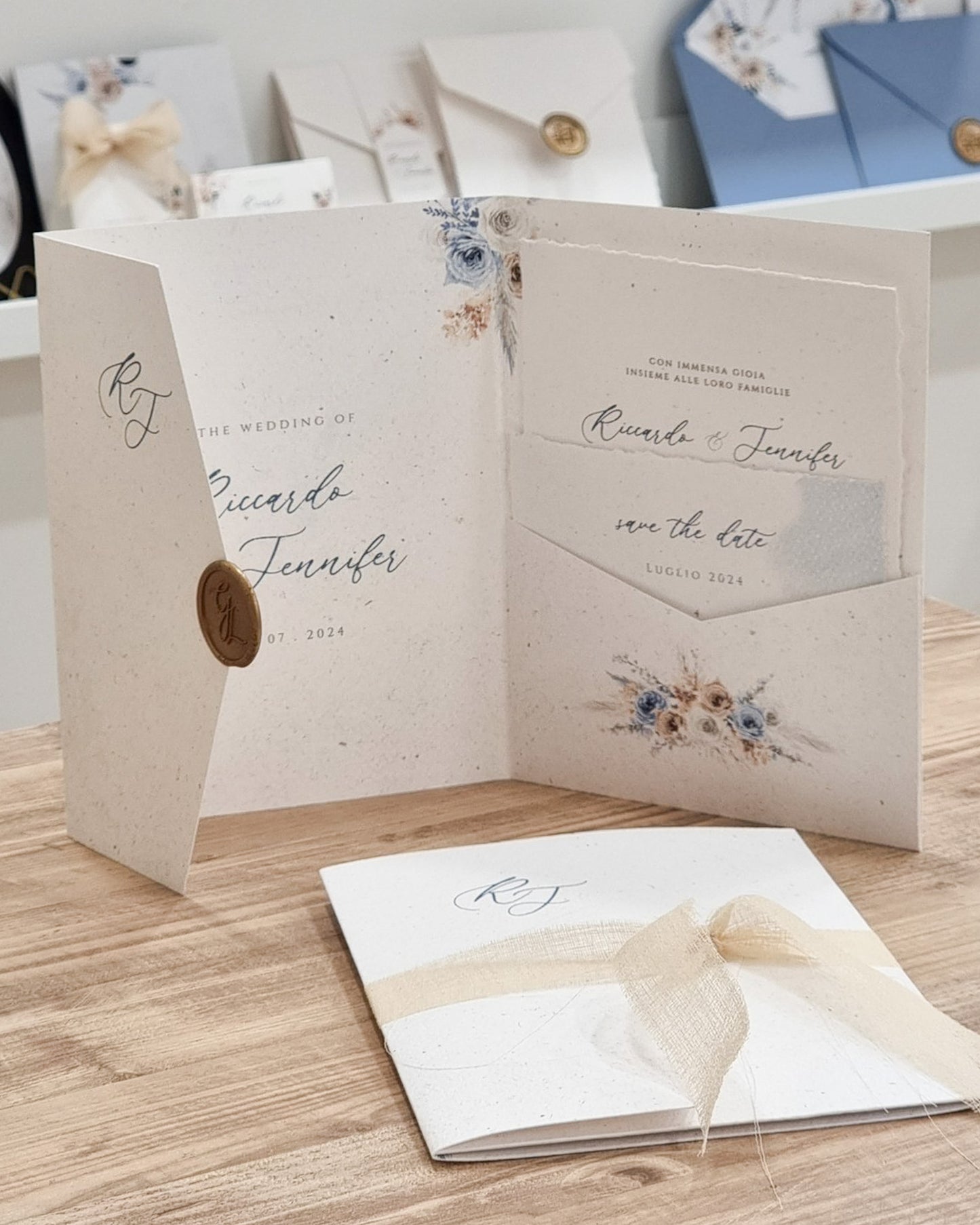 Natural Blue Wedding Boho | mod. Grace Pocket