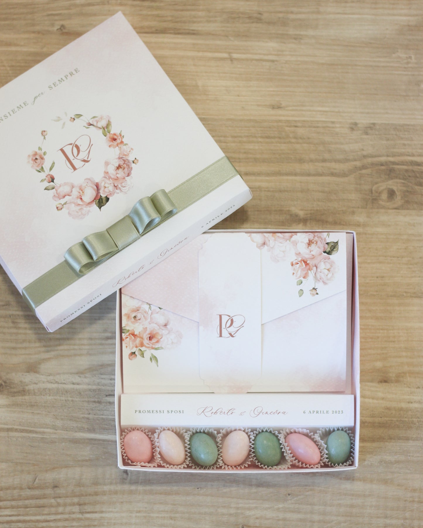 Partecipazione in scatola Dusty Rose