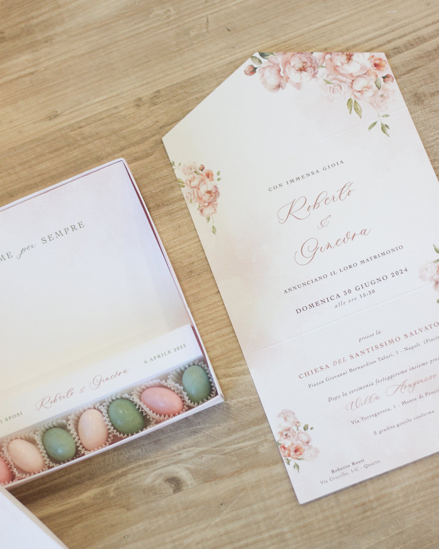 Partecipazione in scatola Dusty Rose