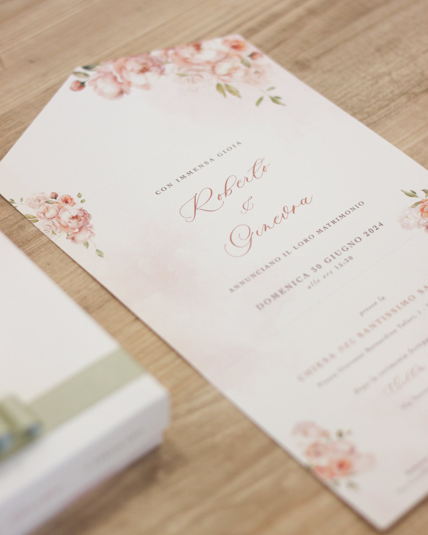 Partecipazione in scatola Dusty Rose