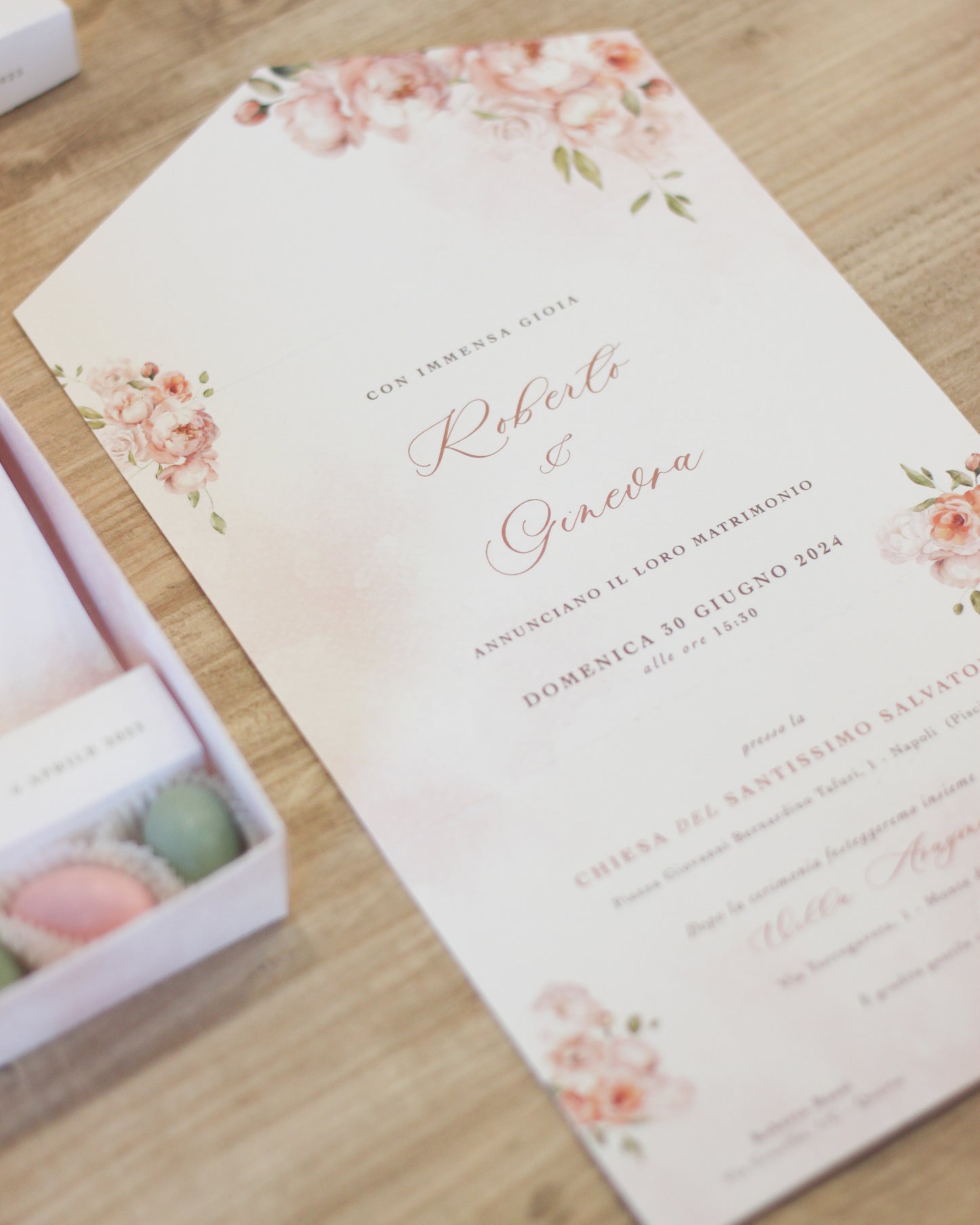 Partecipazione in scatola Dusty Rose