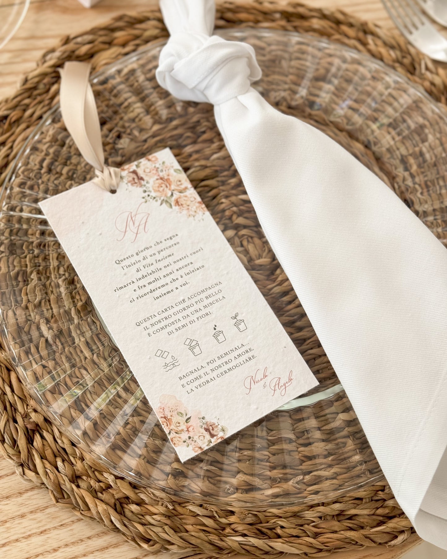 Segnaposto in Carta Piantabile Rosing Peach