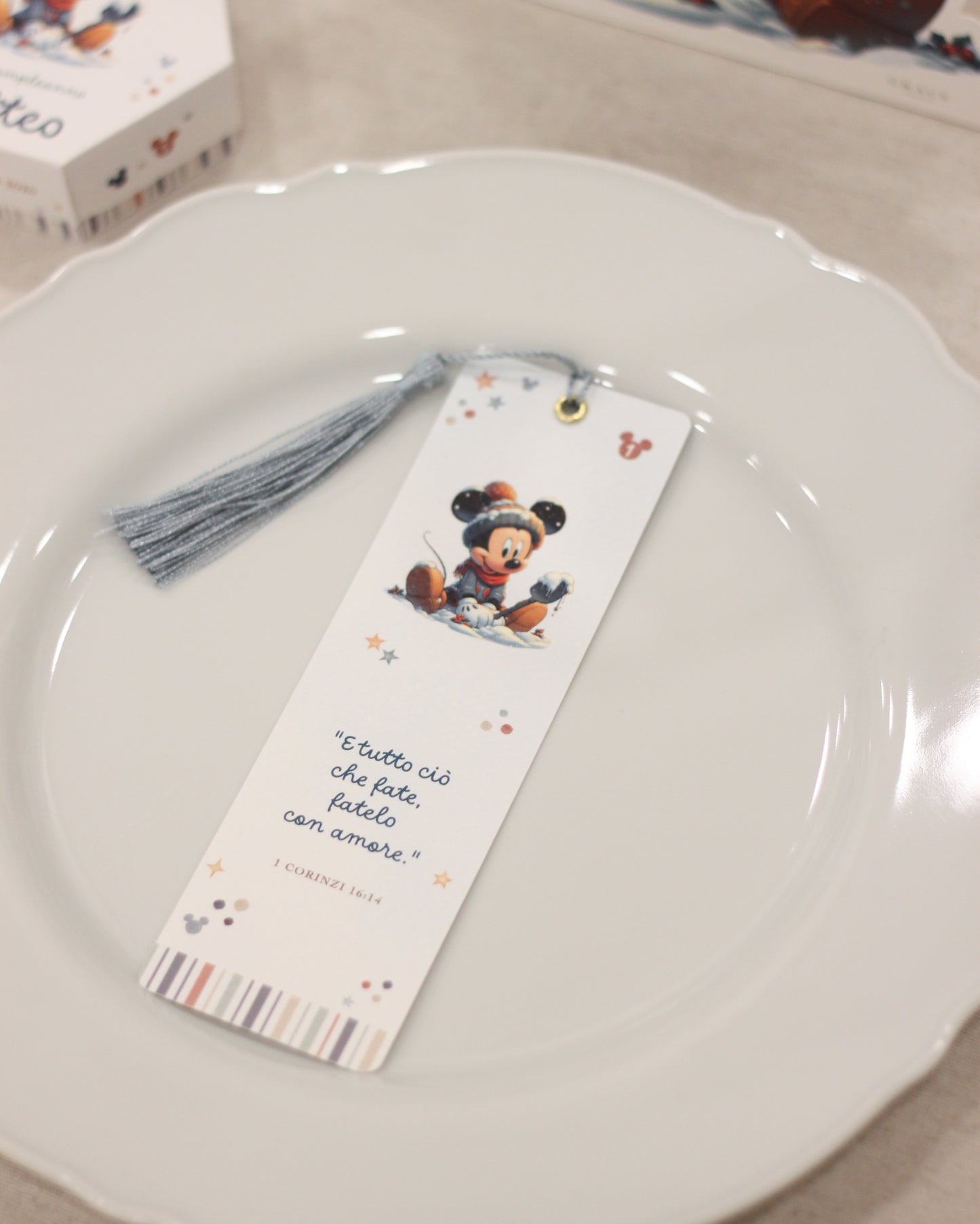 Segnaposto Segnalibro Topolino Inverno