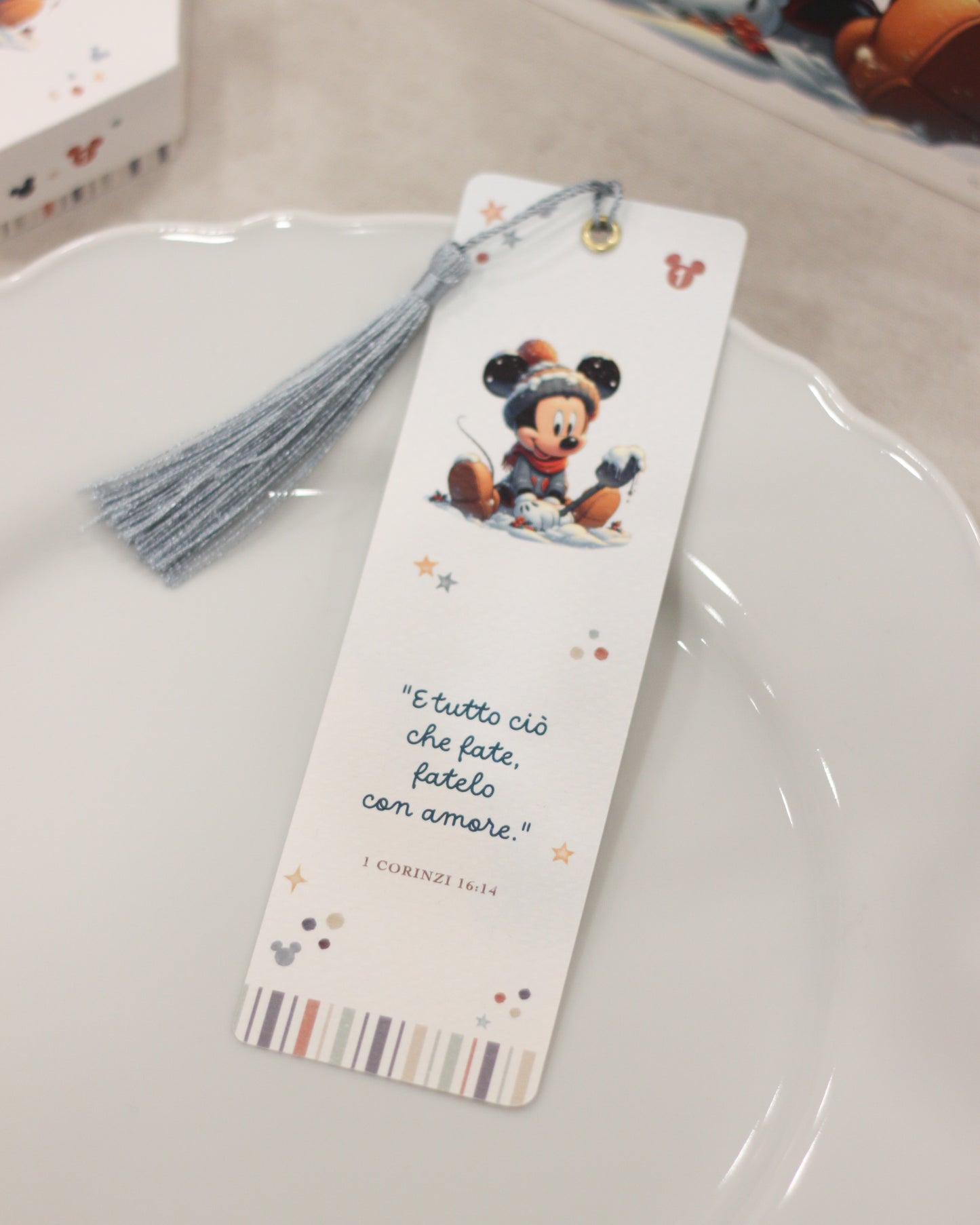 Segnaposto Segnalibro Topolino Inverno