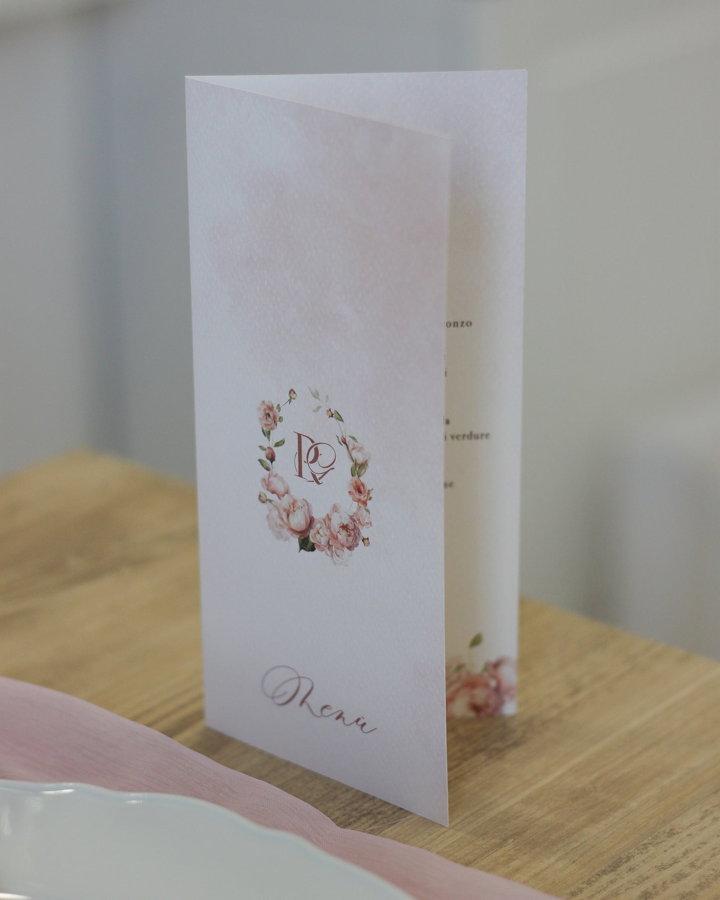 Menù Dusty Rose pieghevole