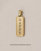 Ciondolo Etichetta Rettangolare Happy