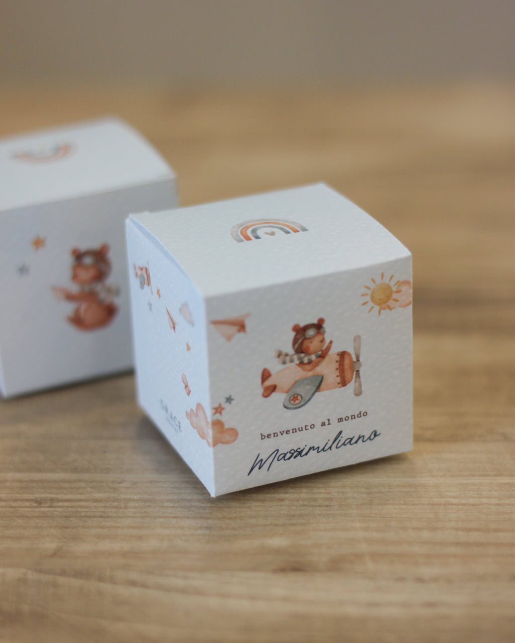 Scatolina Box  Cube 5cm | Orsetto Aviatore