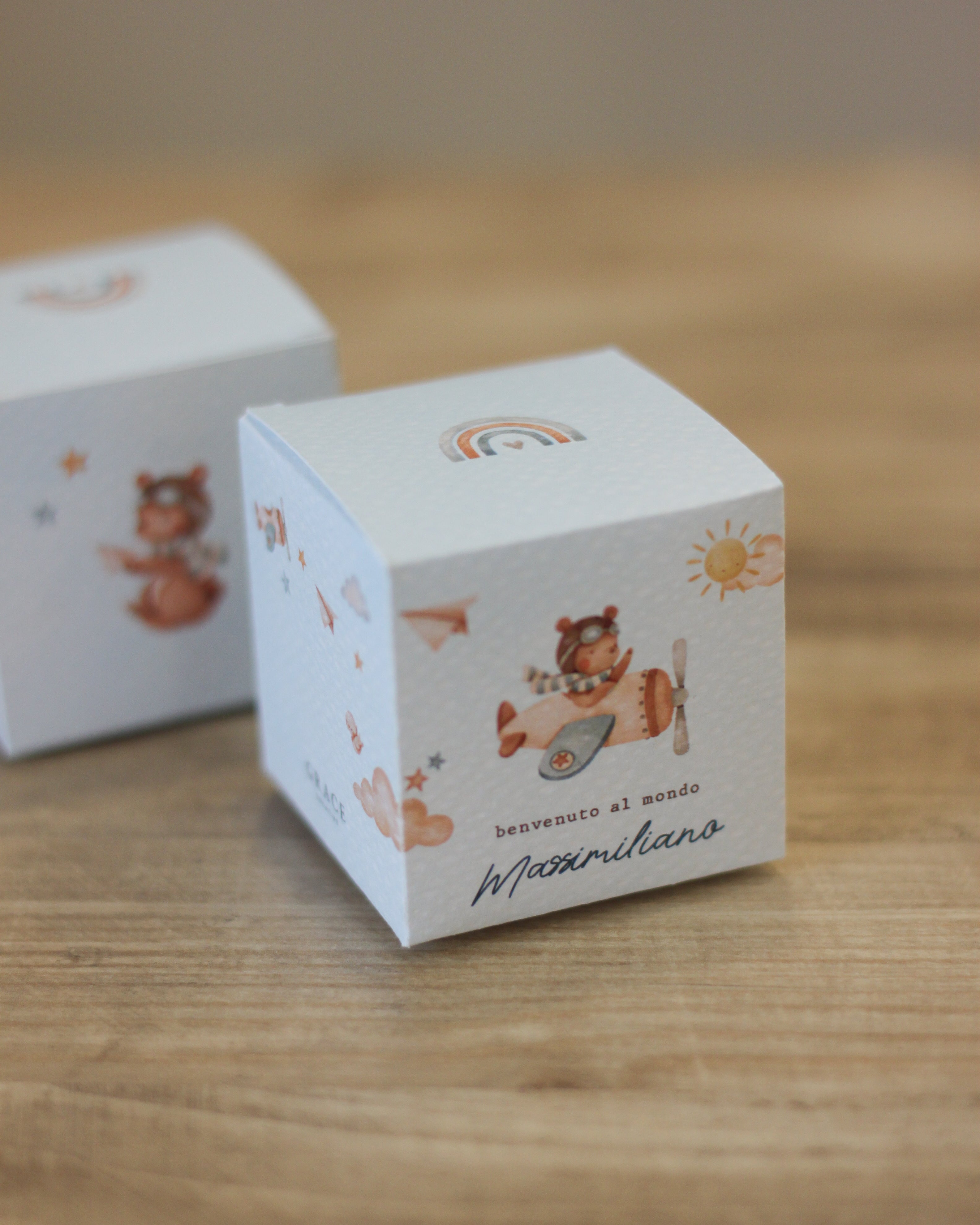 Scatolina Box  Cube 5cm | Orsetto Aviatore
