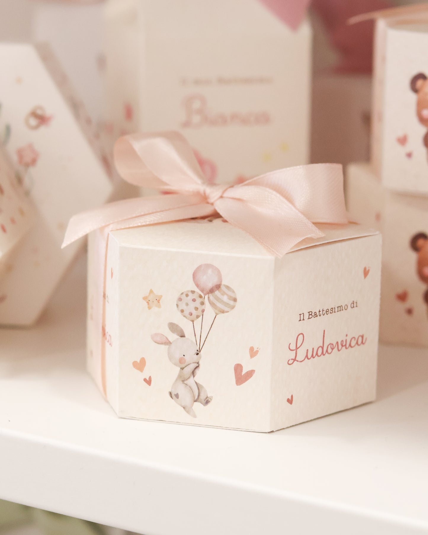 Scatolina Esagonale Coniglietta palloncini