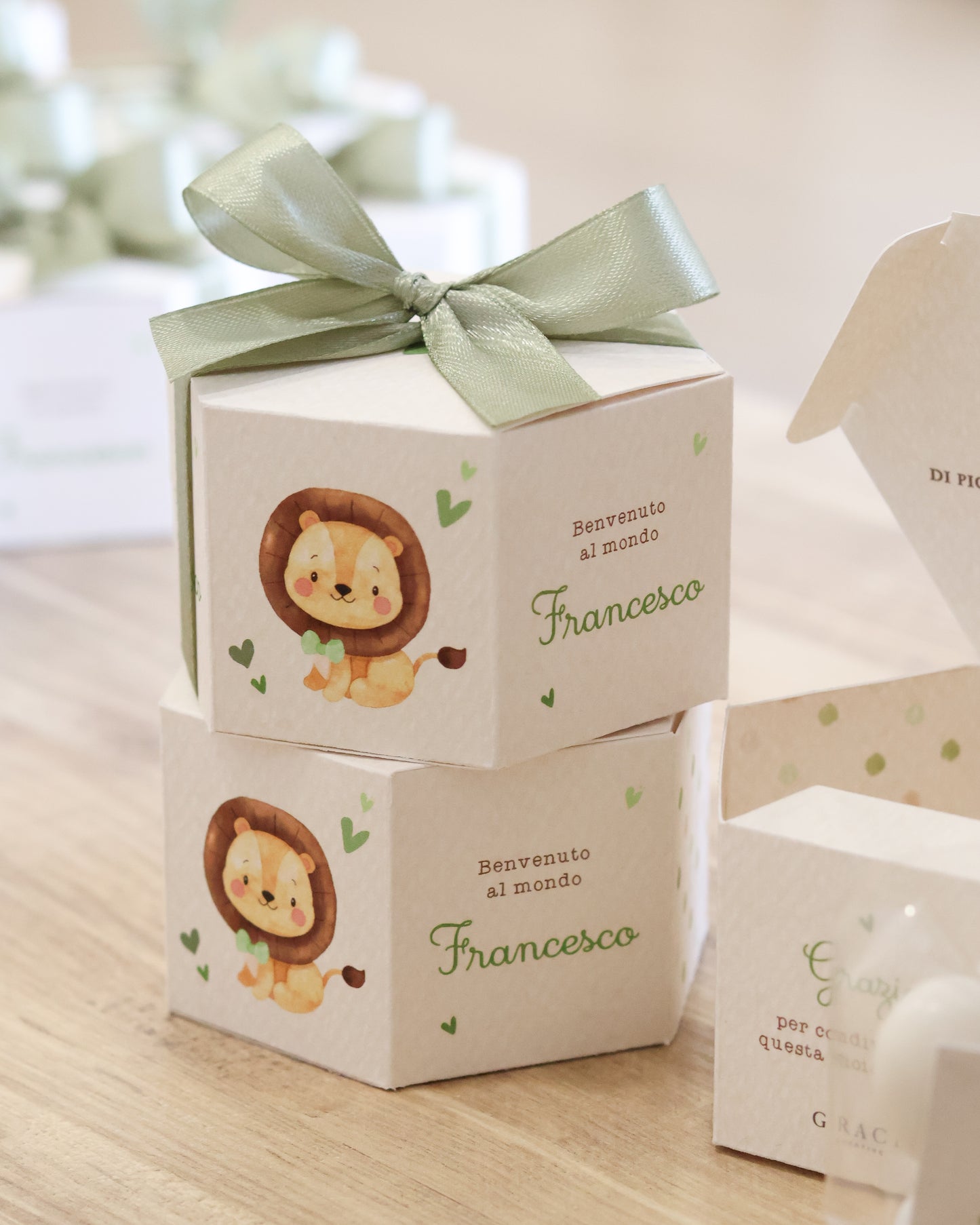 Scatolina Esagonale Leoncino Verde