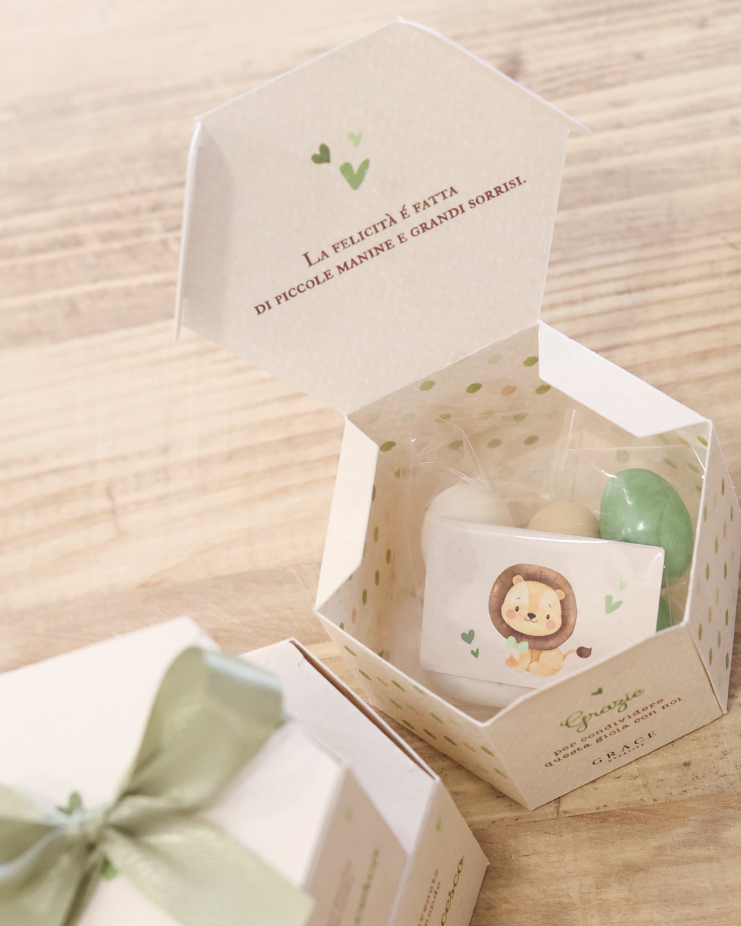 Scatolina Esagonale Leoncino Verde