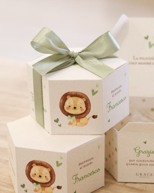 Scatolina Esagonale Leoncino Verde
