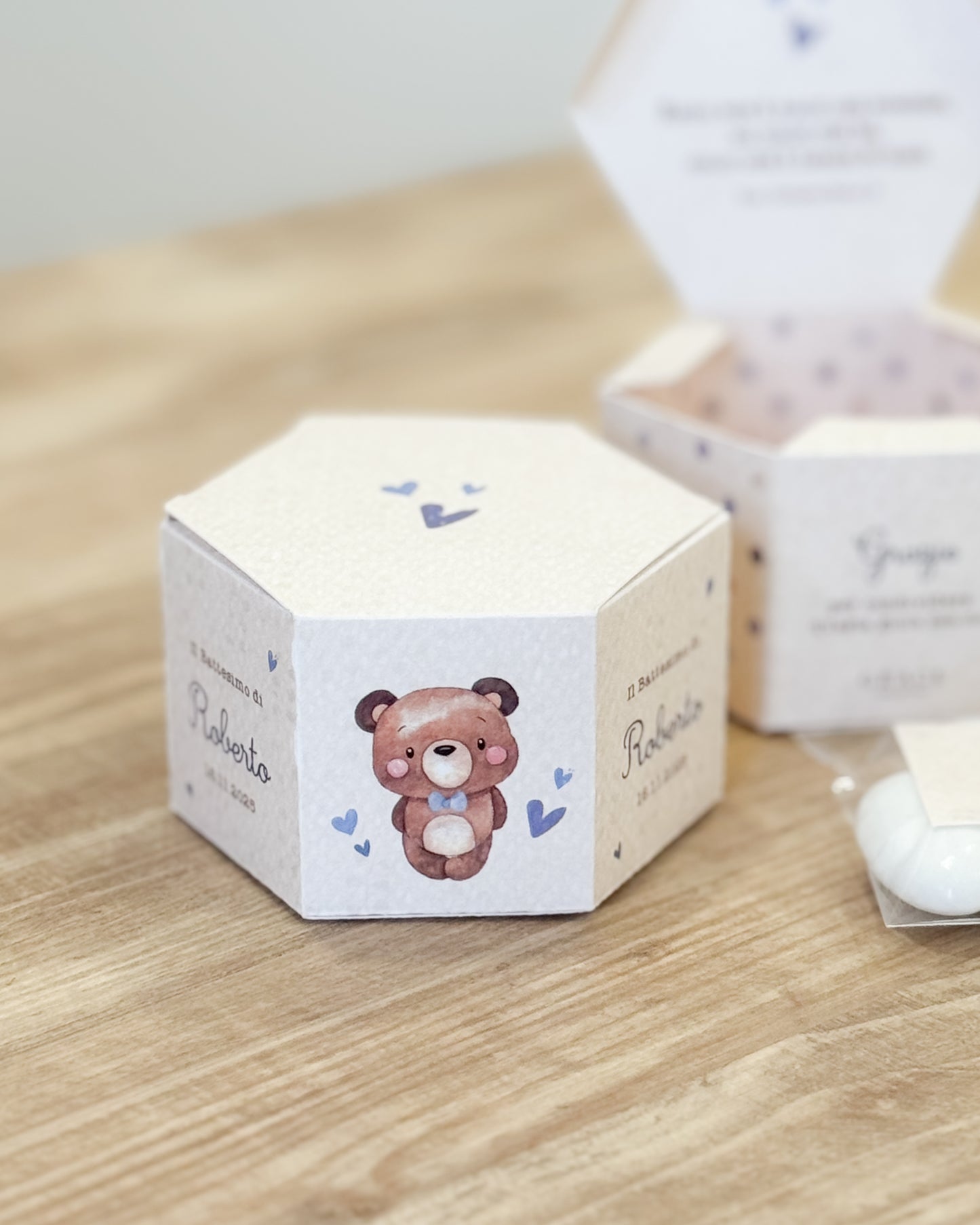 Scatolina Esagonale Teddy Blue