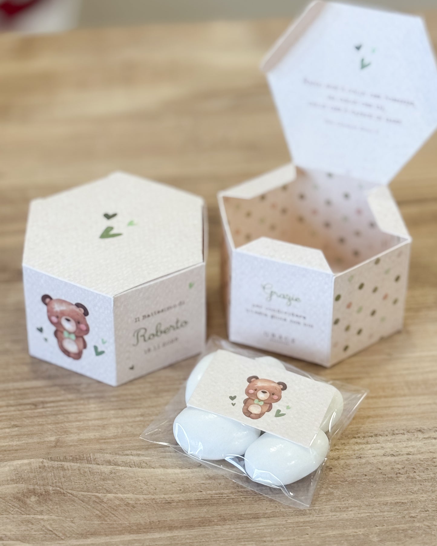 Scatolina Esagonale Teddy Verde