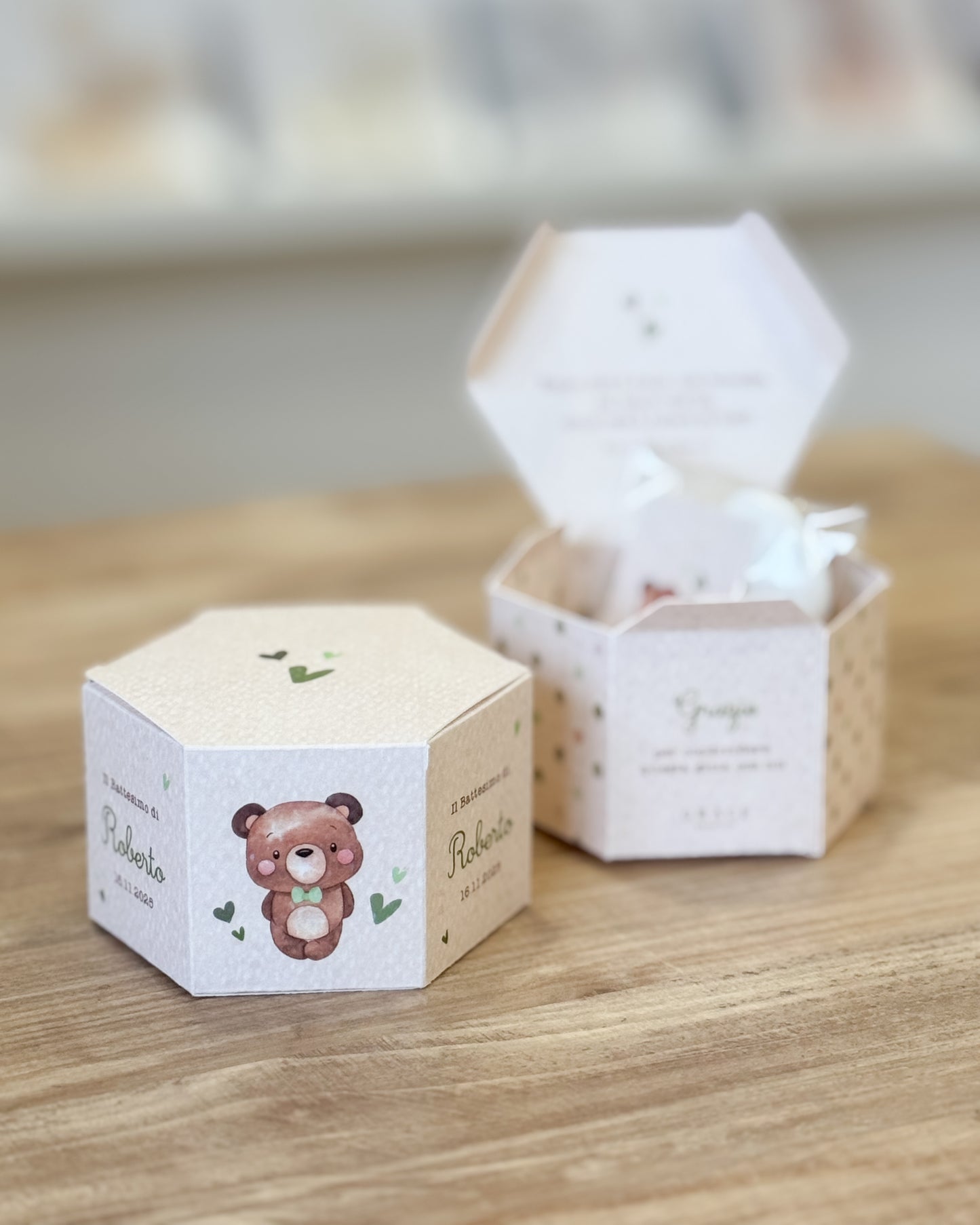 Scatolina Esagonale Teddy Verde