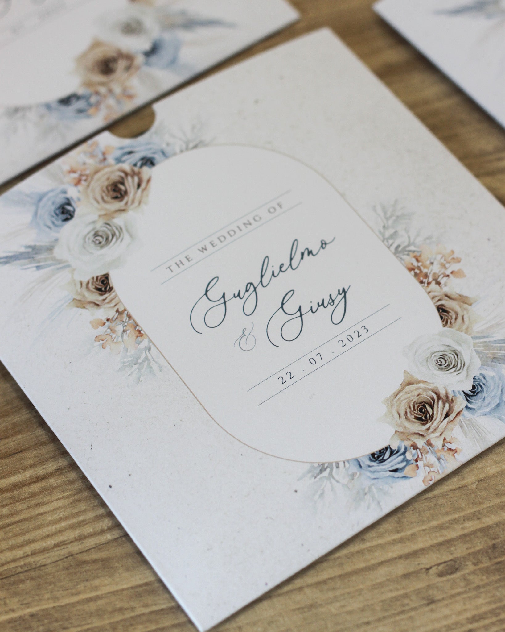 Partecipazione Music Natural Blue Wedding Boho