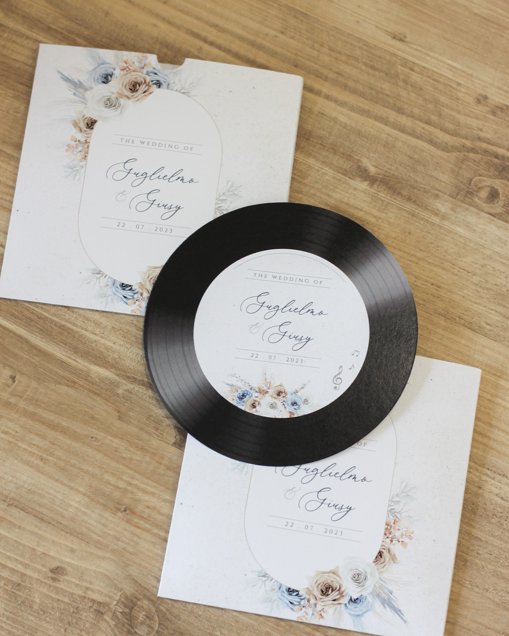 Partecipazione Music Natural Blue Wedding Boho