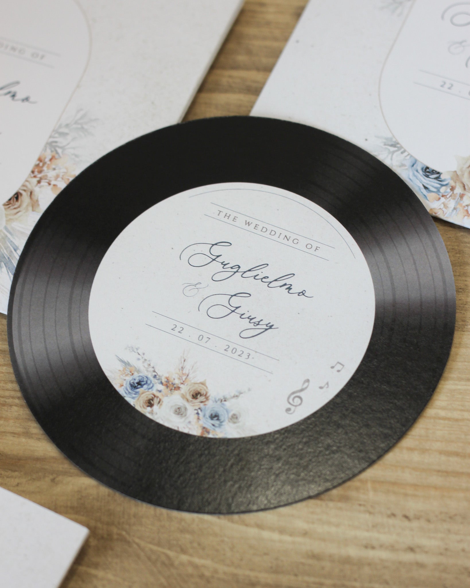 Partecipazione Music Natural Blue Wedding Boho