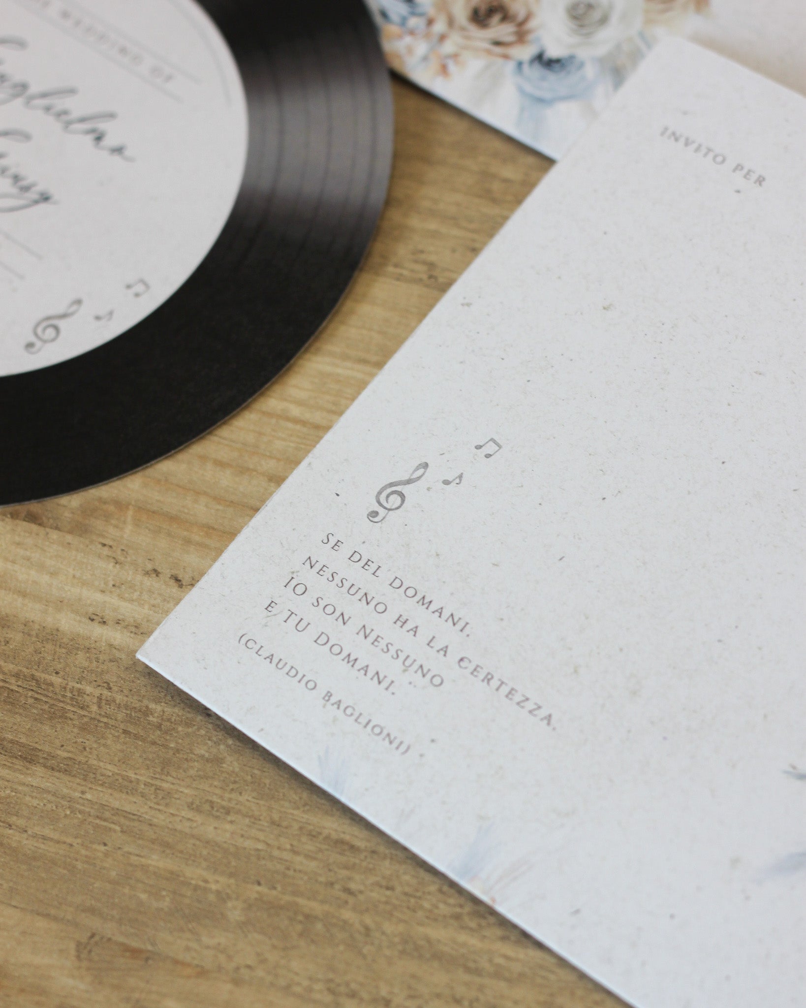Partecipazione Music Natural Blue Wedding Boho