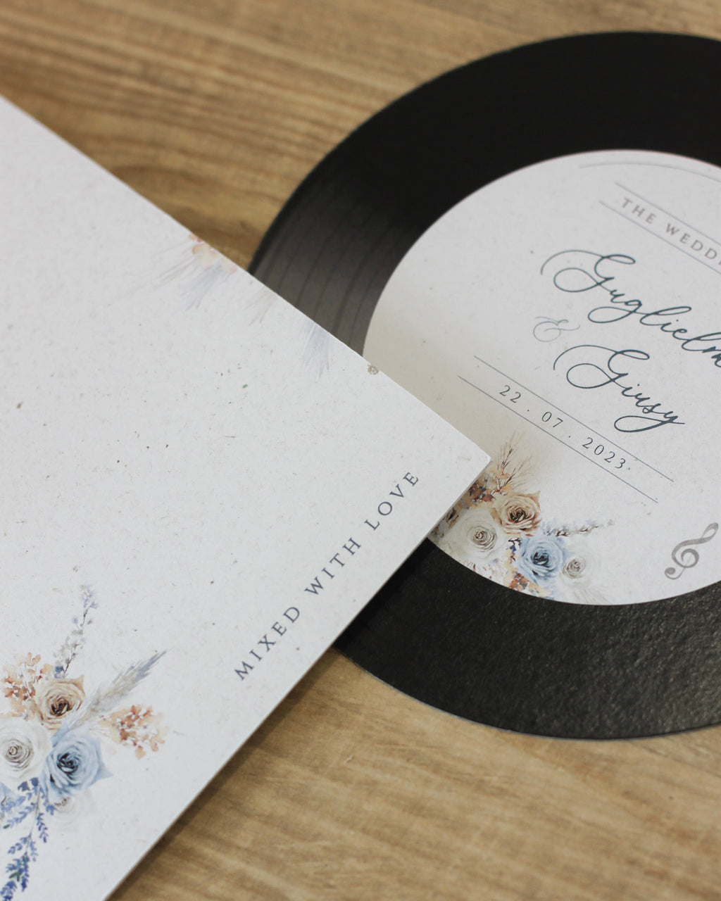 Partecipazione Music Natural Blue Wedding Boho