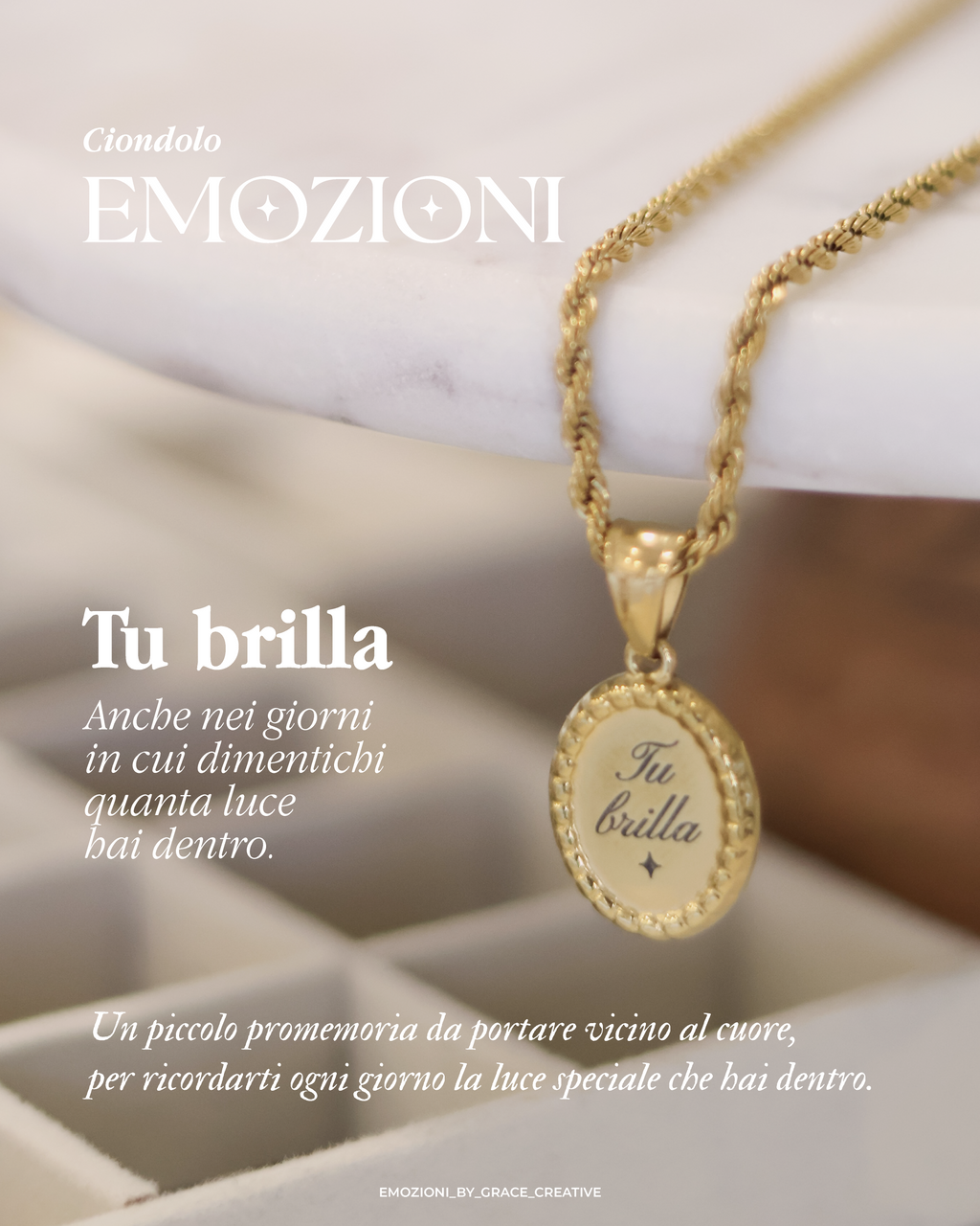 Ciondolo Ovale Tu Brilla – Personalizzabile con Incisione