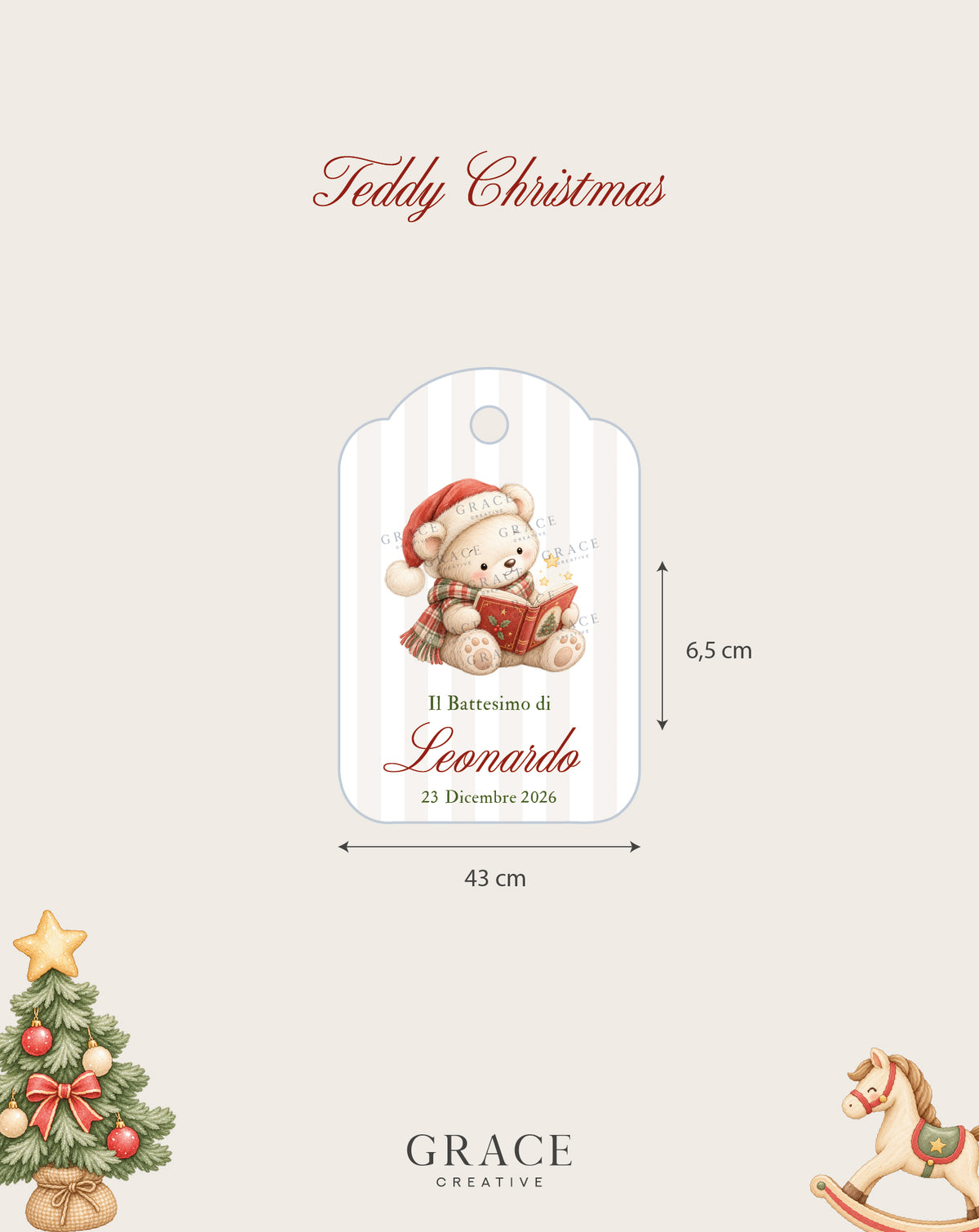 Tag Bomboniera Teddy Christmas Orsetto Natale