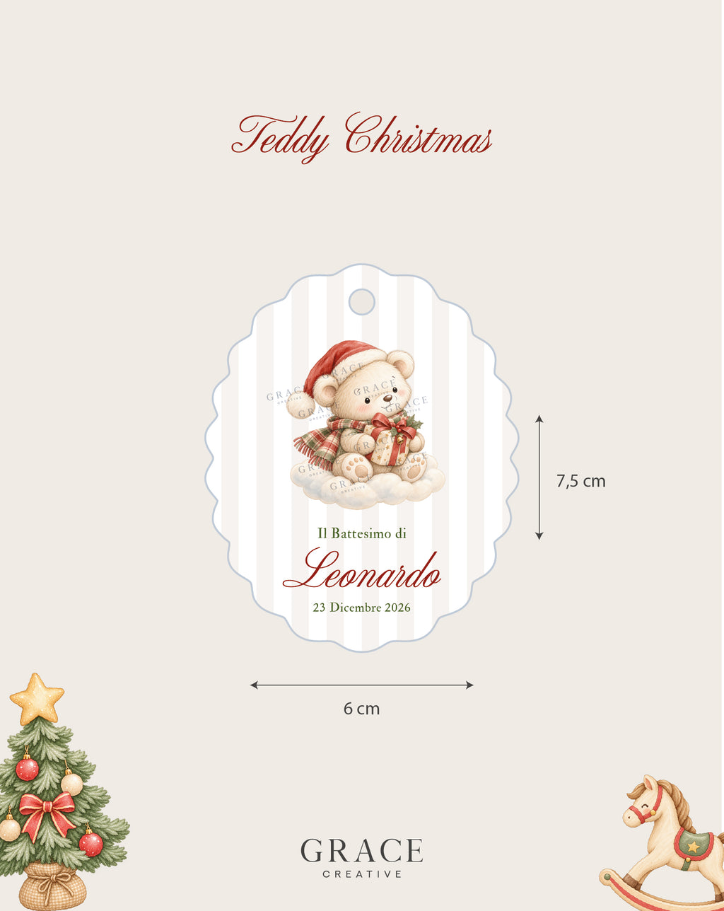Tag Bomboniera Grandi Teddy Christmas Orsetto Natale