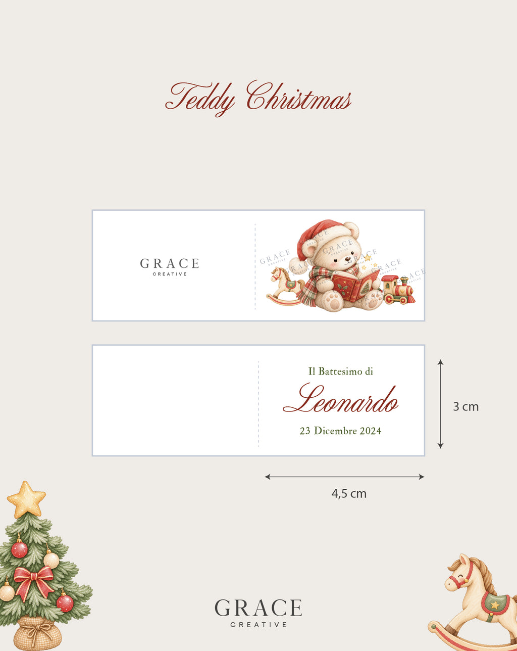 Biglietti Bomboniera Teddy Christmas Orsetto Natale